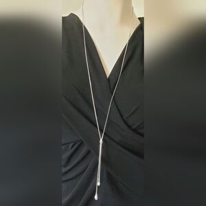 Elegant Silver Lariat Necklace